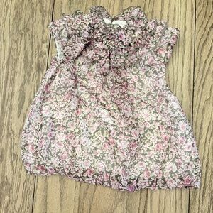 First Impressions Brown & Pink Floral Baby Boho Dress Sz 3-6 months. Ruffle BI